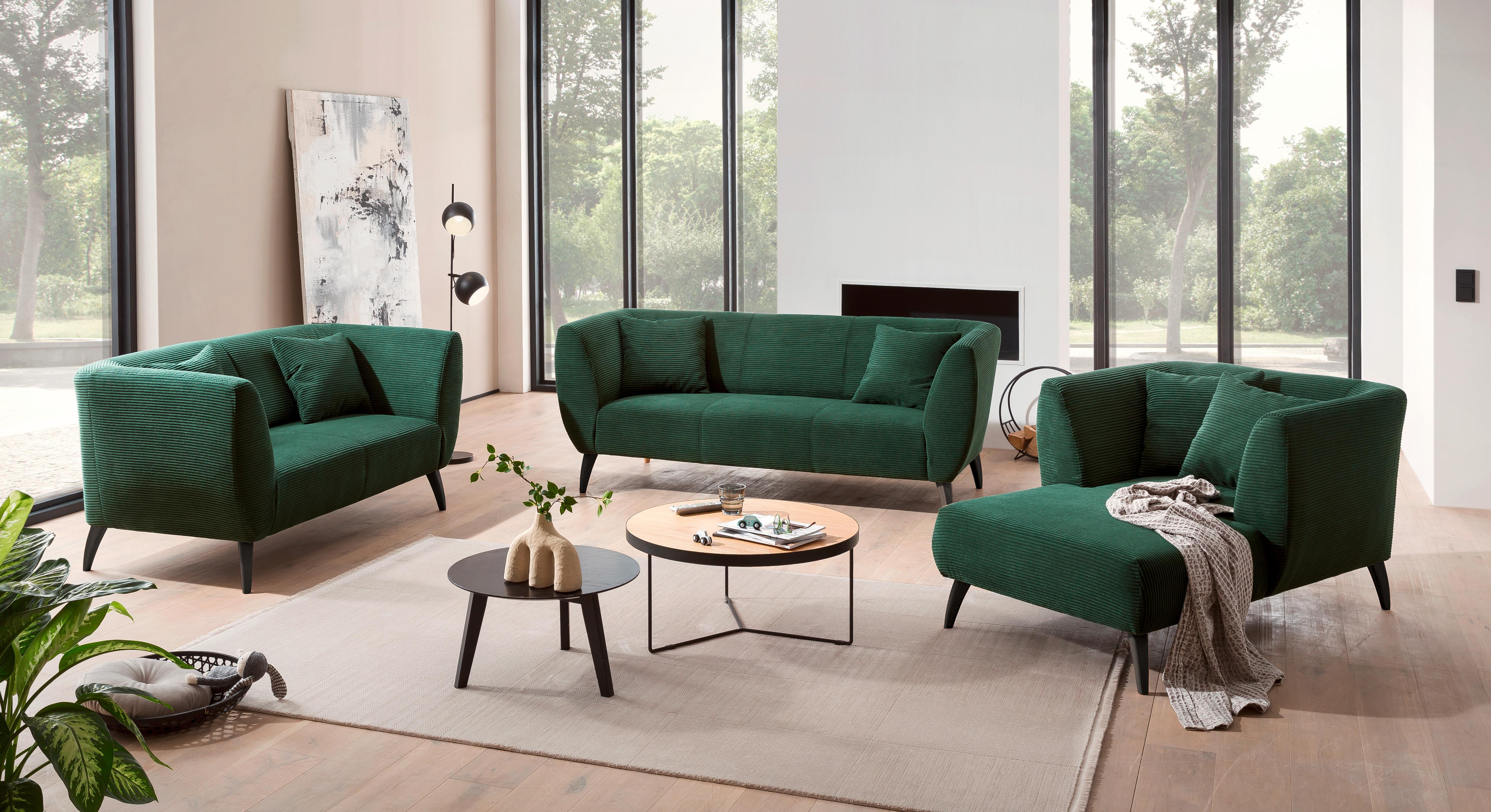 2-Sitzer-Sofa Colori Grün Rücken Echt - Schwarz/Grün, MODERN, Textil (172/83/88cm) - MID.YOU