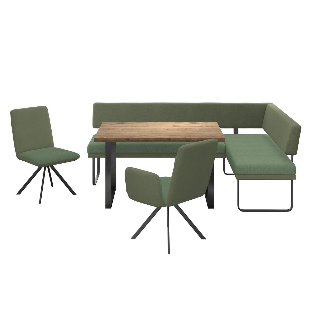 Eckbank Kian Webstoff Grün, S: 233x164cm - Schwarz/Grün, Trend, Textil/Metall (233/164cm)