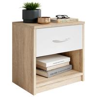 Nachtkästchen Pepe B: 39 cm Sonoma Eiche/Weiß - Weiß/Sonoma Eiche, Basics (39/41/28cm)