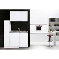 Miniküche M. Kühlschrank + Kochfeld 130 Cm Weiß Dekor - Weiß, MODERN, Holzwerkstoff/Metall (130cm) - Respekta