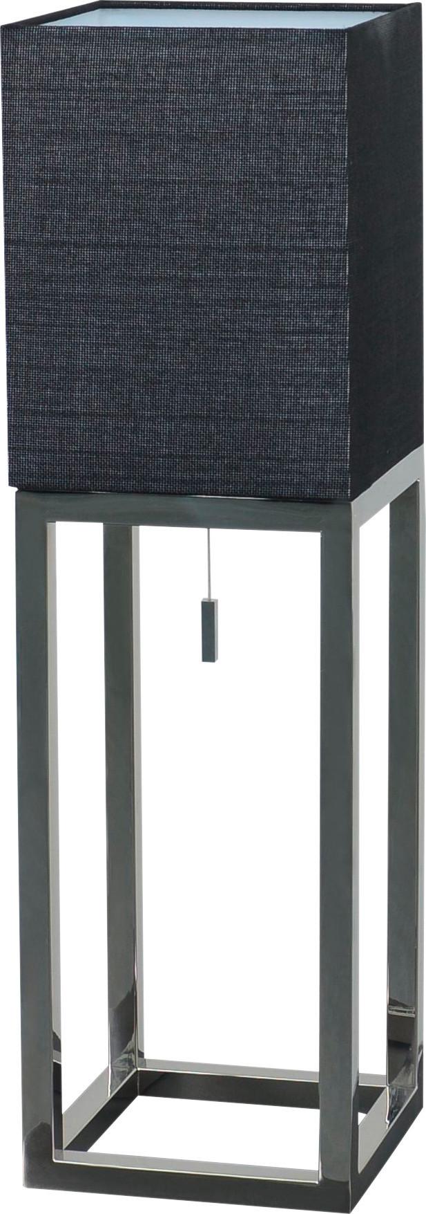 Tischlampe Alfa Schwarz Mit Zugschalter - Chromfarben/Schwarz, Design, Kunststoff/Textil (22/22/65cm) - Näve