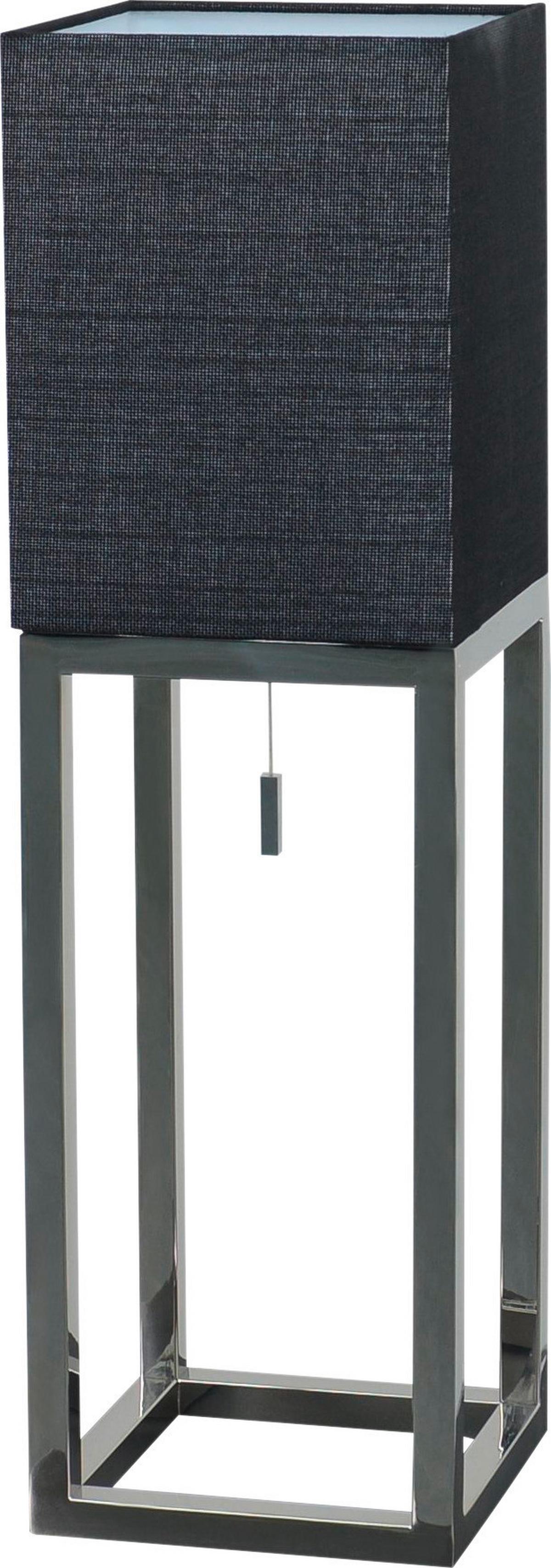 Tischlampe Alfa Schwarz Mit Zugschalter - Chromfarben/Schwarz, Design, Kunststoff/Textil (22/22/65cm) - Näve