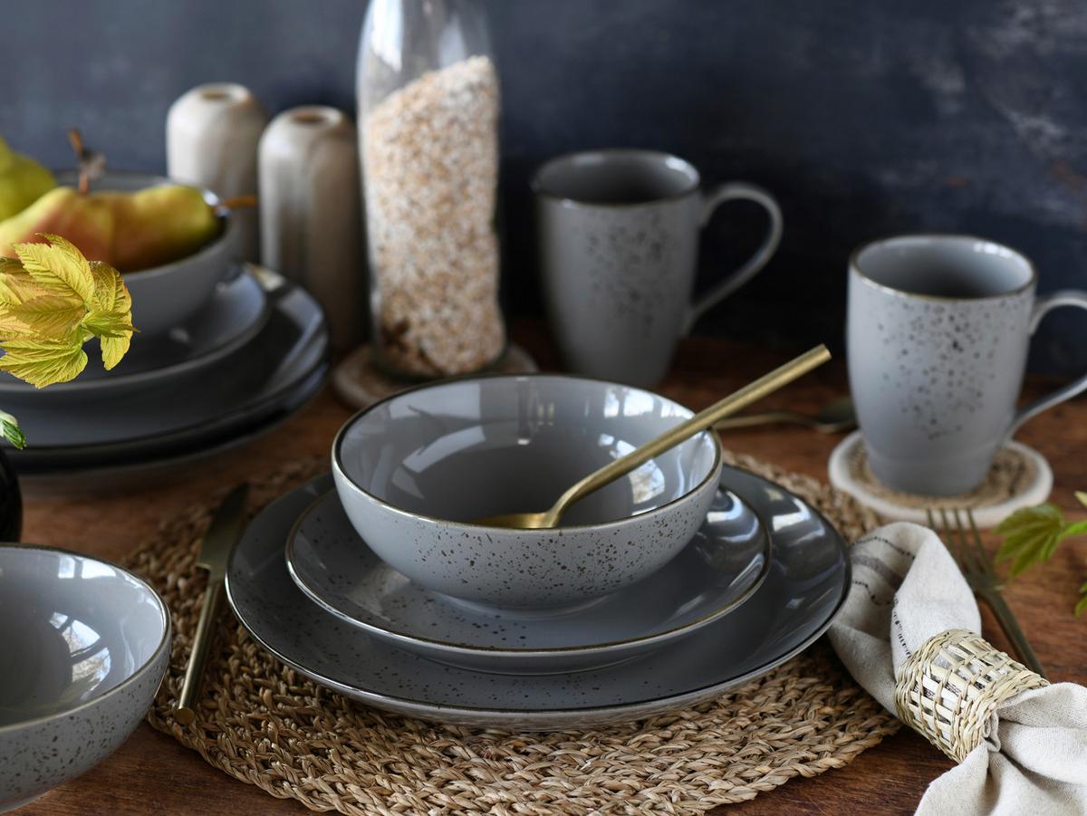 Kombiservice Nature Grau 16-teilig - Grau, Basics, Keramik - Creatable