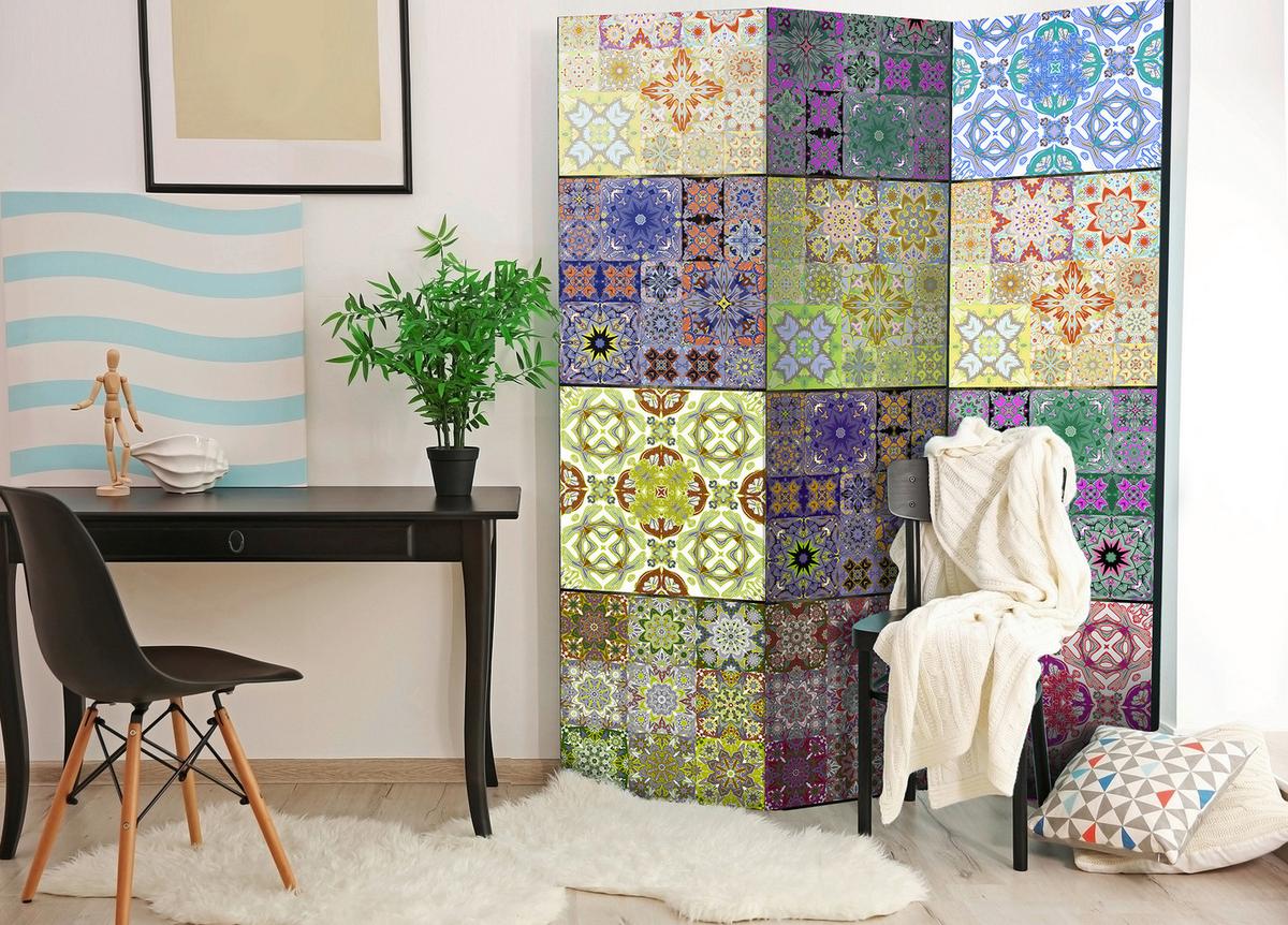 Paravent Multicolor B: 135 cm - Multicolor, Basics, Holz/Textil (135/172/3cm) - artgeist