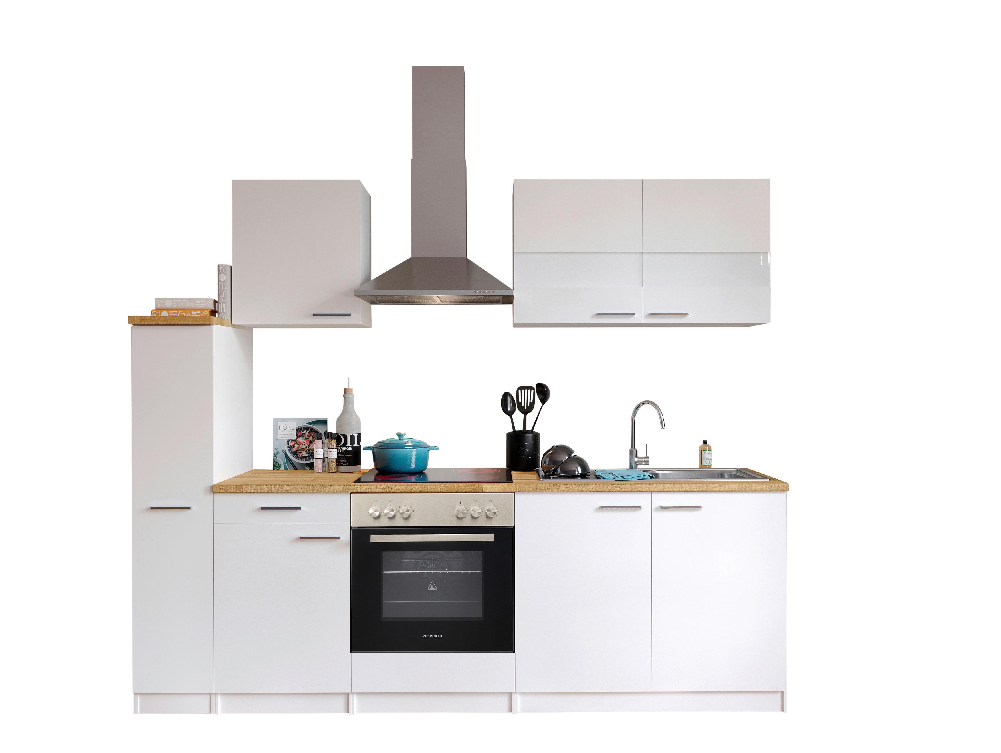 Küchenblock Malia Küchenblock 240 cm - Nussbaumfarben/Weiß, Basics, Holzwerkstoff (240cm) - Respekta