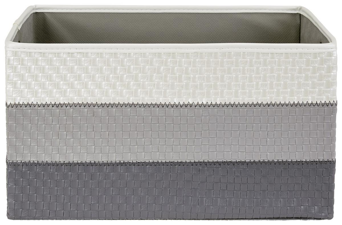 Regalkorb Debby 40x29 cm Weiß/Grau Kunststoff Lederlook - Weiß/Grau, Basics, Textil (40/29/22cm) - Ondega