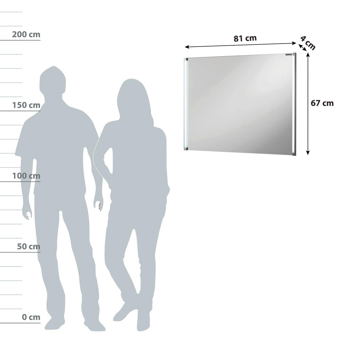 Badspiegel LED-Line BxH 81x67 cm Led Beleuchtung - Alufarben, Basics, Glas/Holzwerkstoff (81/67/4cm) - MID.YOU