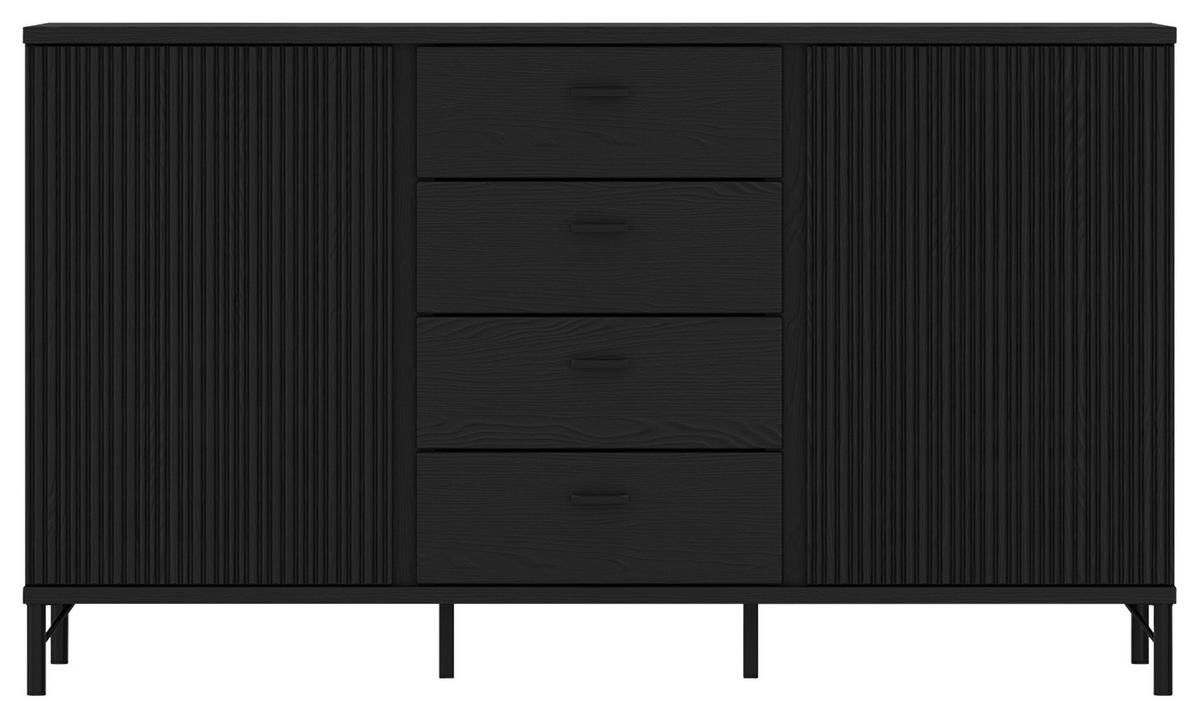 Tálalószekrény Lusaka - fekete, Trend, faalapú anyag (150/87/40cm)