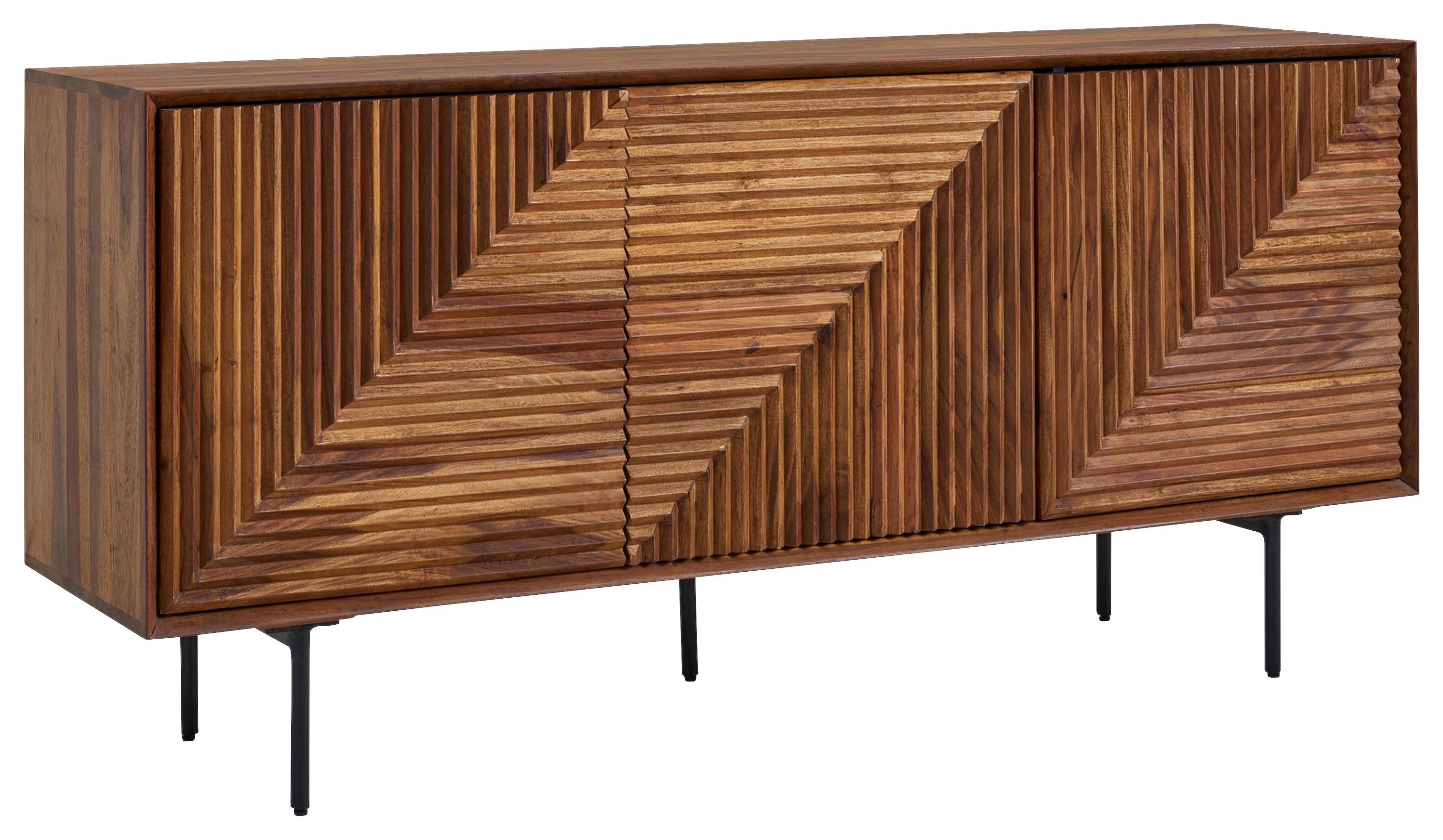 Sideboard Sheesham Sheeshamfarben B: 148 Cm - Sheeshamfarben/Schwarz, Design, Holz (148/72/40cm) - MID.YOU