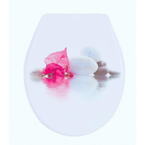 WC-Sitz Weiß / Stein Design B: 37 cm - Weiß, Basics, Kunststoff (46/37/3,5cm)