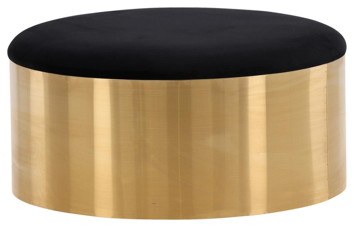 Hocker Puff - Goldfarben/Schwarz, Design, Textil/Metall (45/46/45cm) - Livetastic