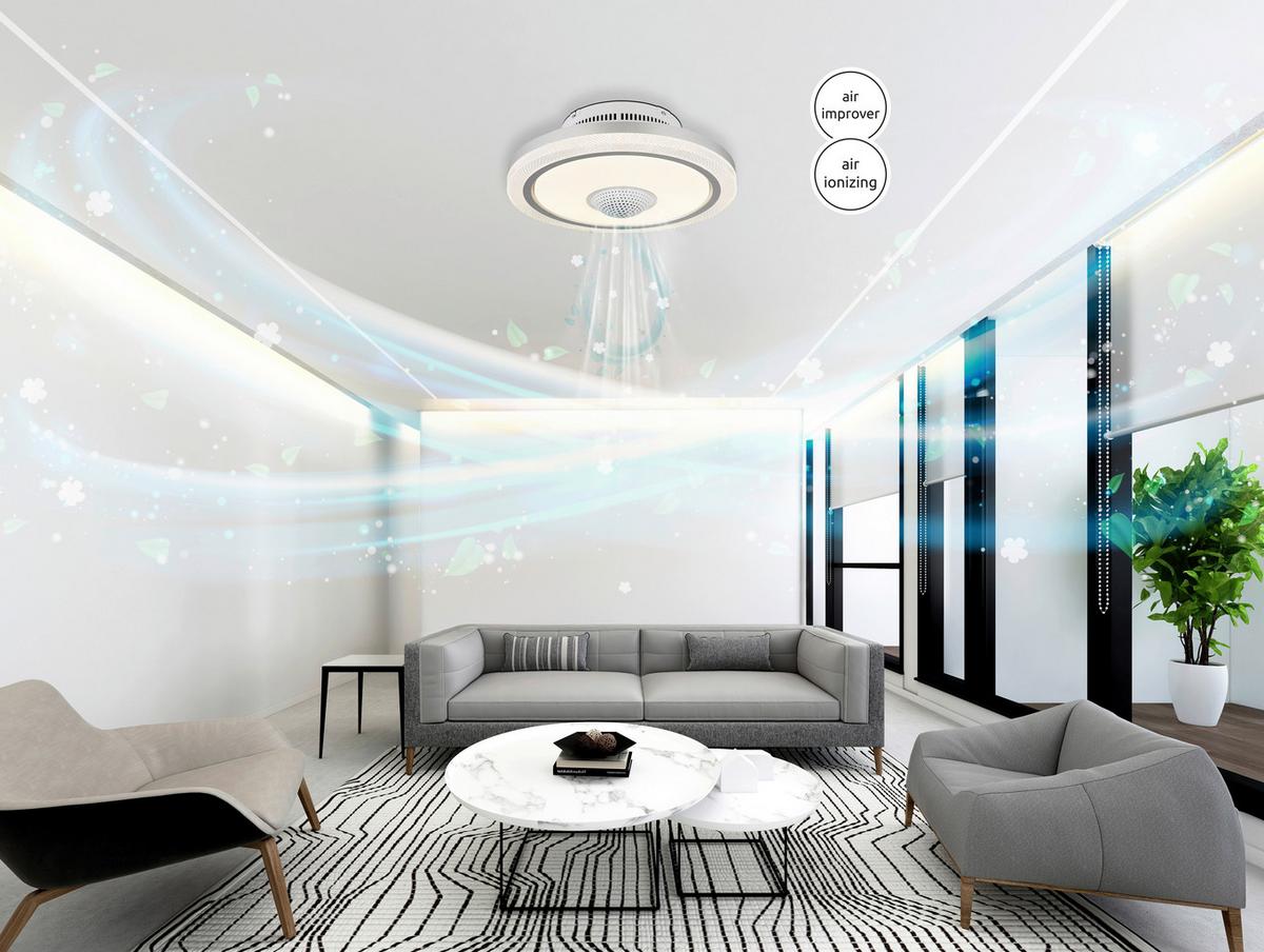 Deckenventilator Klar Opal Weiß D: 50 cm - Klar/Opal, Design, Kunststoff/Metall (50/21cm) - Globo