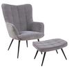 Polstersessel mit Armlehnen + Hocker Uta Textil Grau - Schwarz/Grau, MODERN, Holzwerkstoff/Textil (72/60/97/39/80/41cm) - MID.YOU