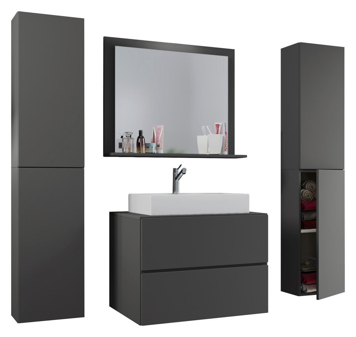 Badezimmer Lendas5-Teiliganthrazitb:147cm - Anthrazit/Weiß, MODERN, Glas/Keramik (147cm) - MID.YOU