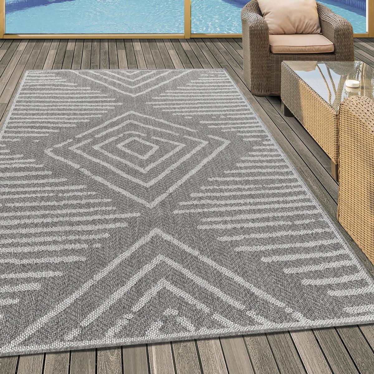 Flachwebeteppich Aruba - Grau, Design, Textil (60/100cm)