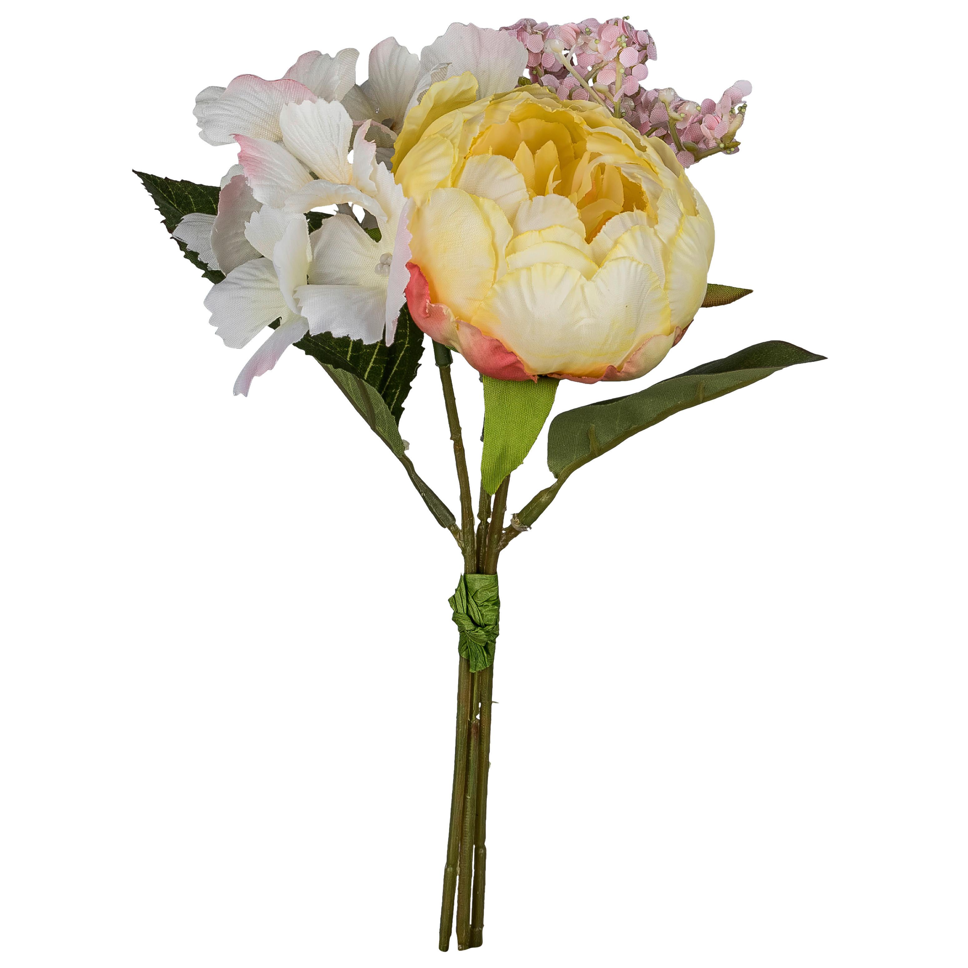 Umělá rostlina PIVOŇKA, V: 26 cm - světle žlutá/hnědá, Romantický / Rustikální, plast (26cm) - Mömax