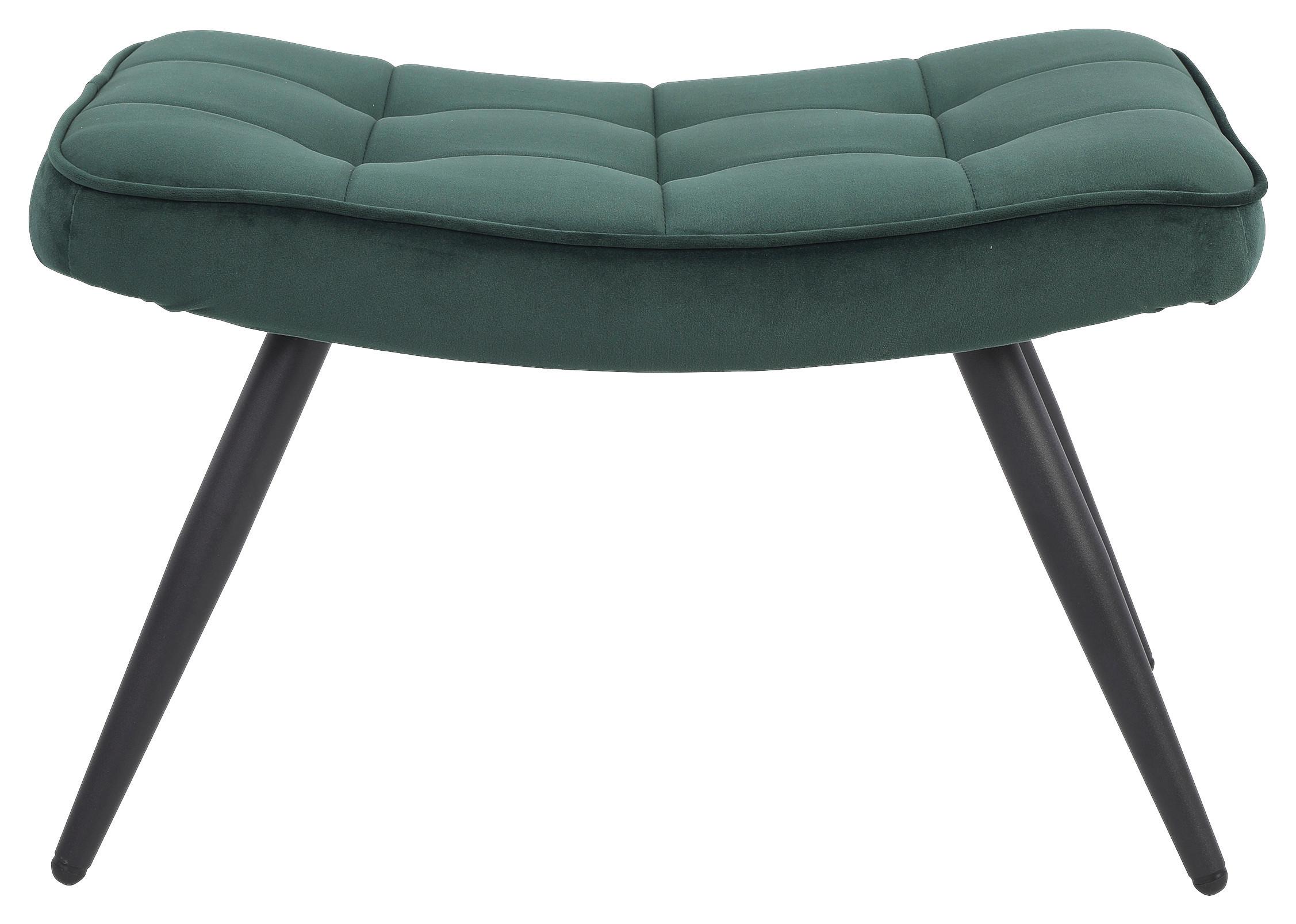 Hocker Uta Samt/metall Grün Sitz Gepolstert H: 39 Cm - Schwarz/Grün, MODERN, Holzwerkstoff/Textil (60/39/41cm) - MID.YOU