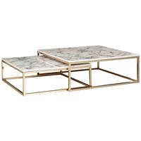 Sada konferenčných stolíkov biela/čierna - zlatá/biela, Konventionell, kov/kompozitné drevo (75/75/27cm) - MID.YOU