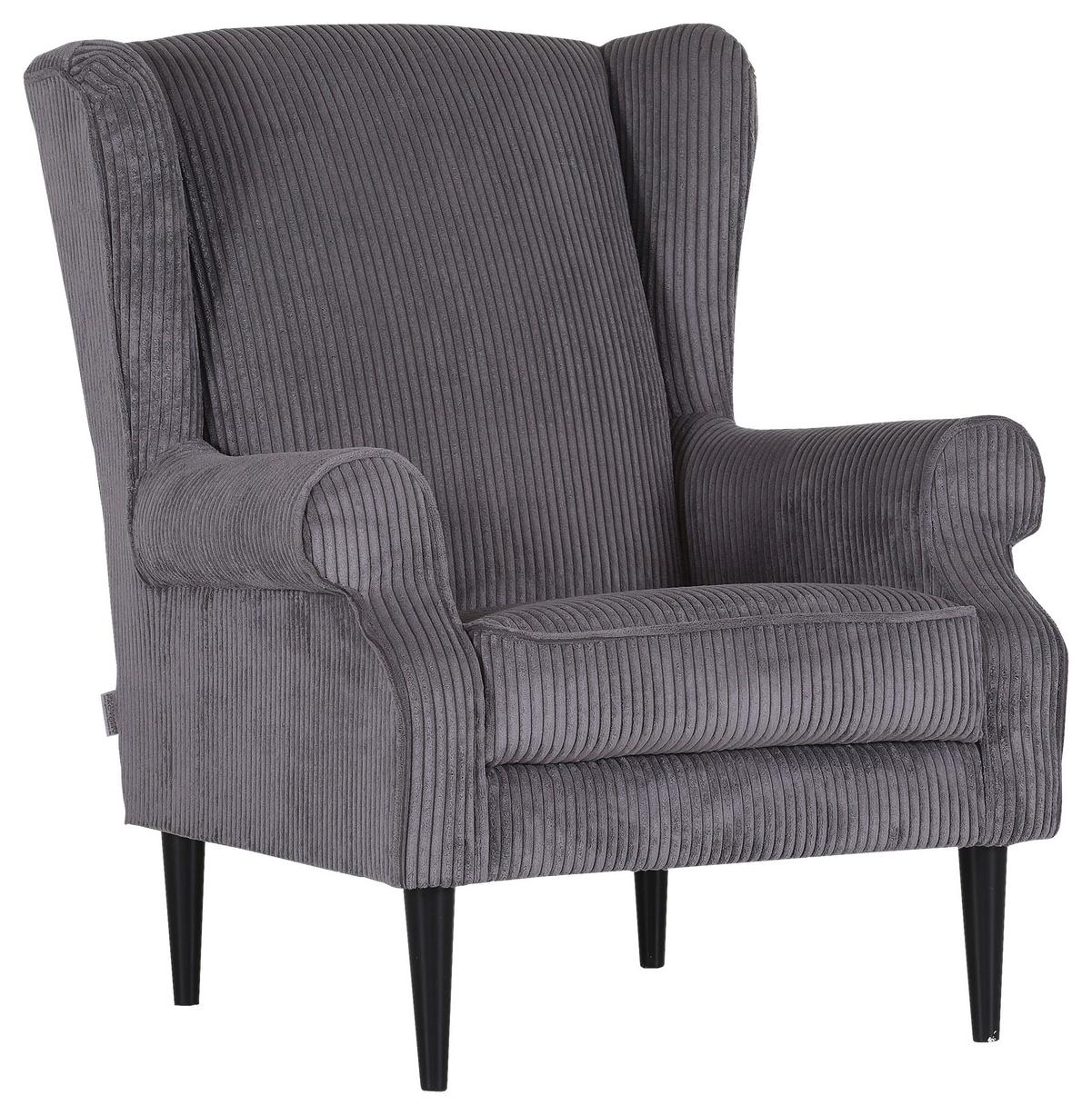 Kreslo - ušiak VIOLA, tmavosivý menčester - čierna/tmavosivá, drevo/textil (82/95/85cm) - Mömax