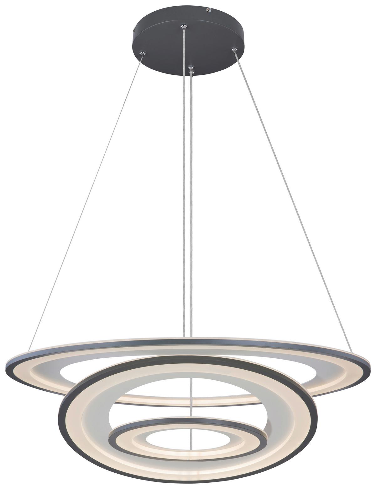 LED-Hängeleuchte H: 120 cm 1-Flammig mit Stufenschalter - Opal/Graphitfarben, Basics, Kunststoff/Metall (79,5/120cm) - Globo