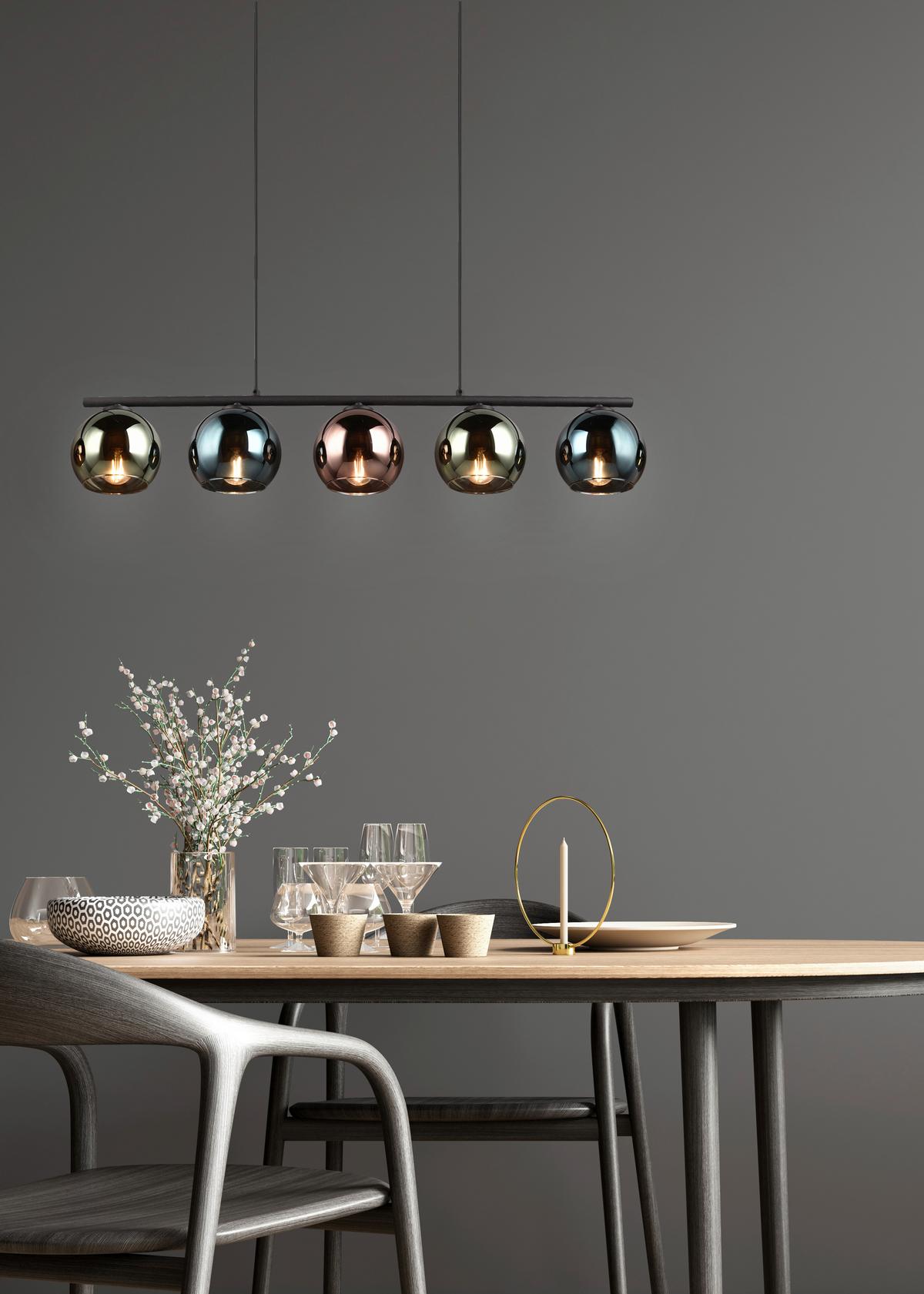 Pendelleuchte R31305017 Sheldon - Blau/Multicolor, Design, Glas/Metall (83/13/150cm)