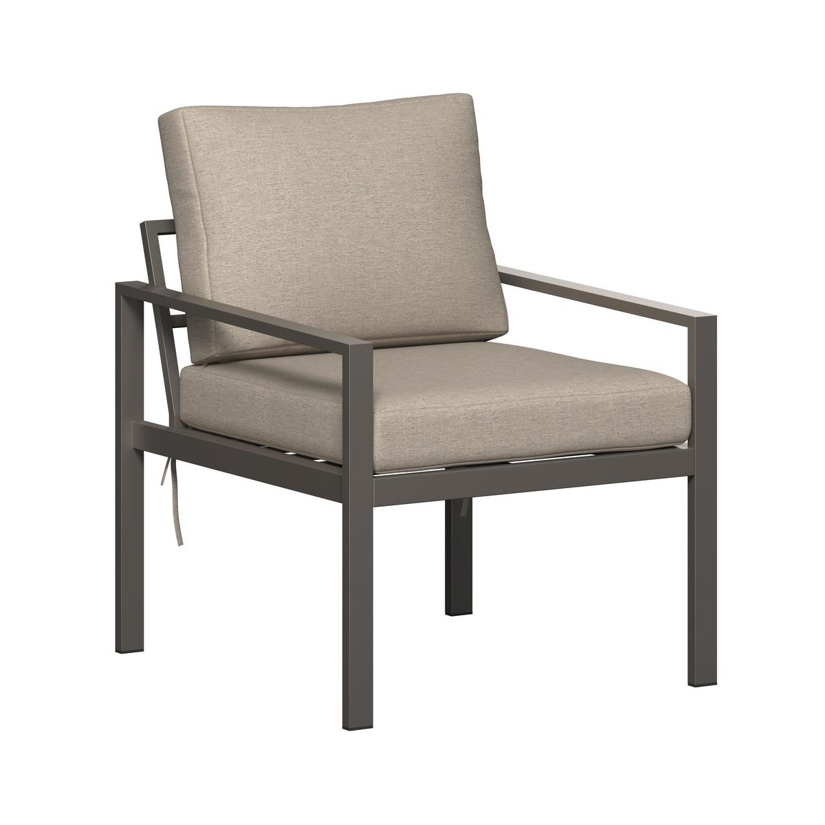 Loungegarnitur Zamora - Graubraun/Beigebraun, MODERN, Textil/Metall (105/35,5/50cm) - Beldano