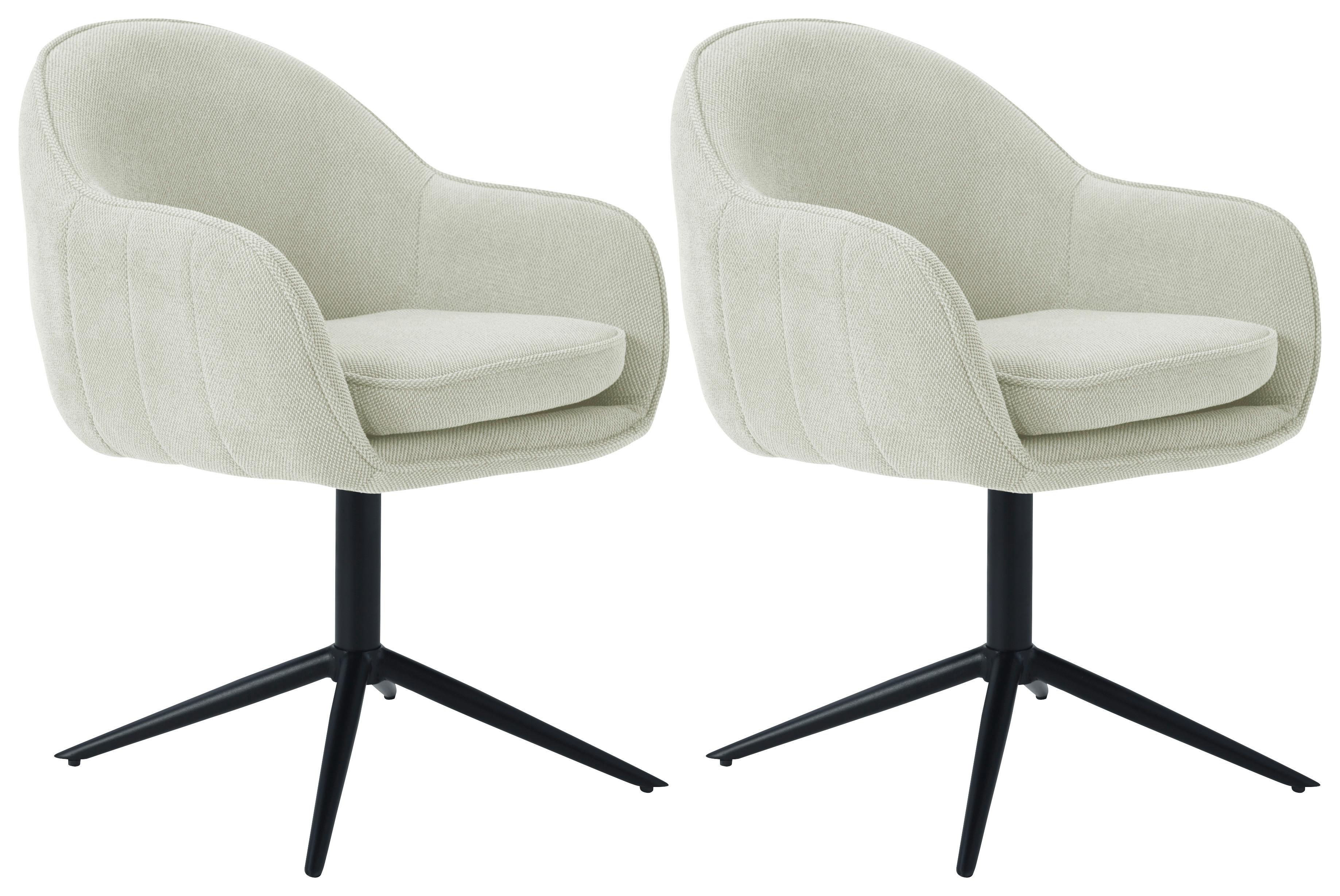 Armlehnstuhl Amara Leinenopitk Beige, B: 60 Cm - Beige/Schwarz, KONVENTIONELL, Holz/Textil (60/81/62cm) - MID.YOU