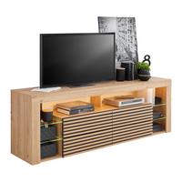 TV komoda GOAL dub Artisan - černá/dub artisan, Moderní, kompozitní dřevo/sklo (180/67/44cm) - Based