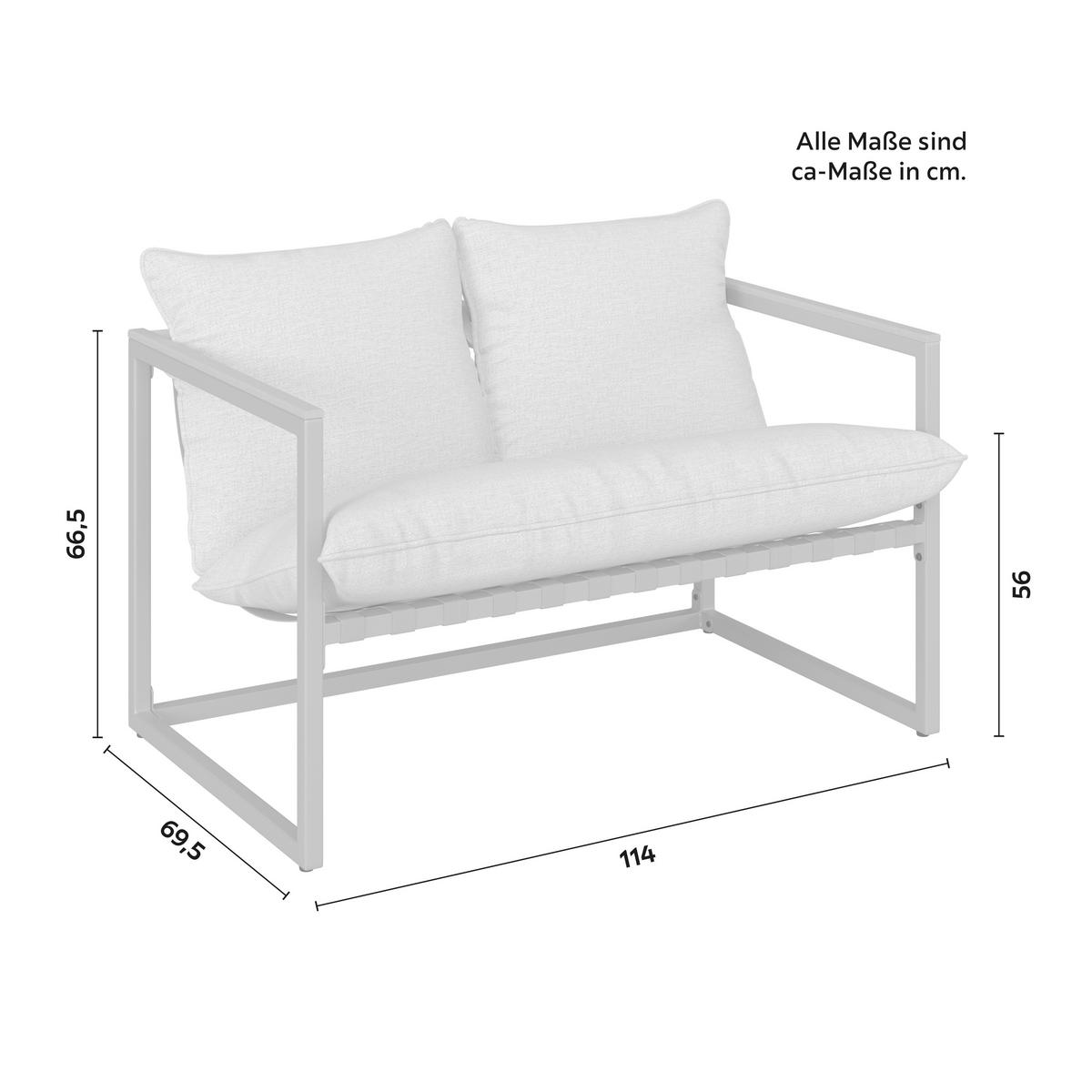 TERASOVÁ SEDACIA SÚPRAVA LARA - sivá/krémová, Modern, kov/textil (114cm) - Bessagi Garden