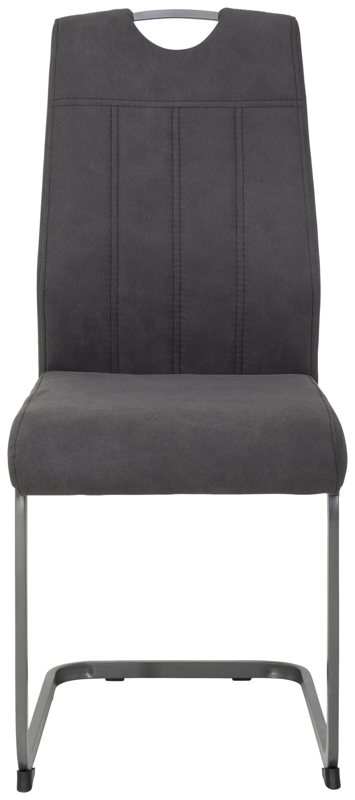 Schwingstuhl Christina Ii Lederlook Anthrazit Gepolstert - Anthrazit/Grau, KONVENTIONELL, Textil/Metall (43/98/58cm)