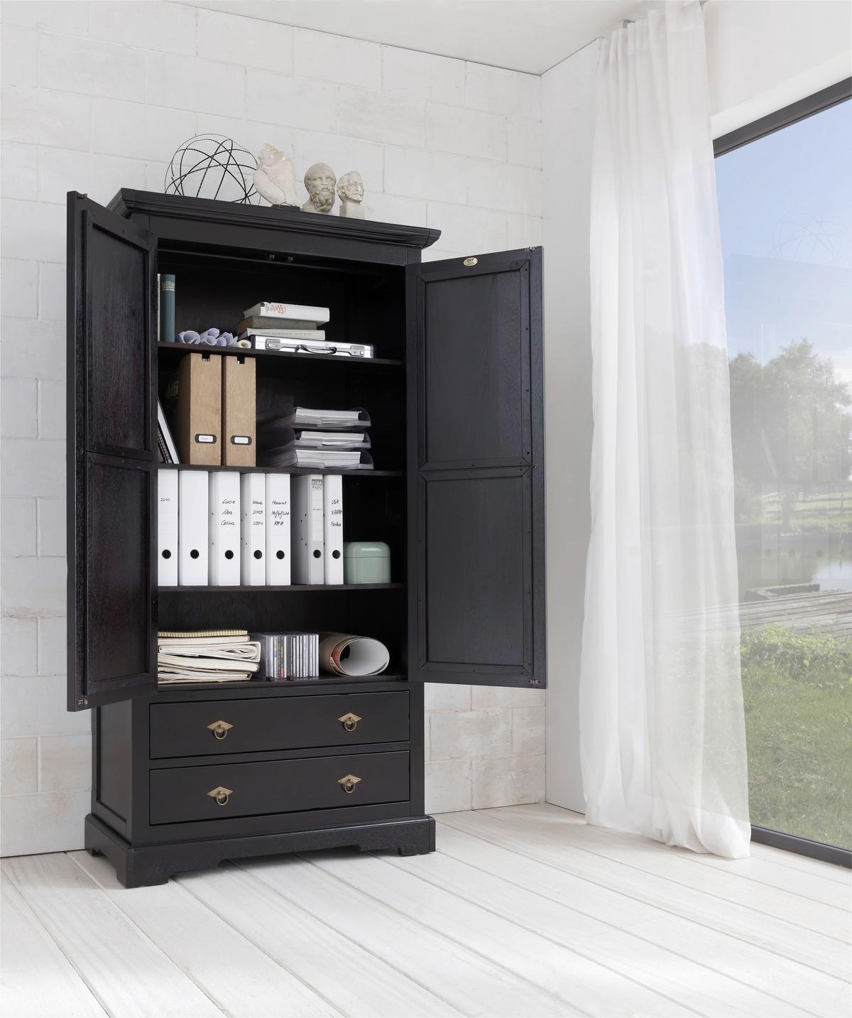 Schrank Akazie Antik B: 98cm - Schwarzbraun, Design, Holz (98/183,50/44cm) - MID.YOU