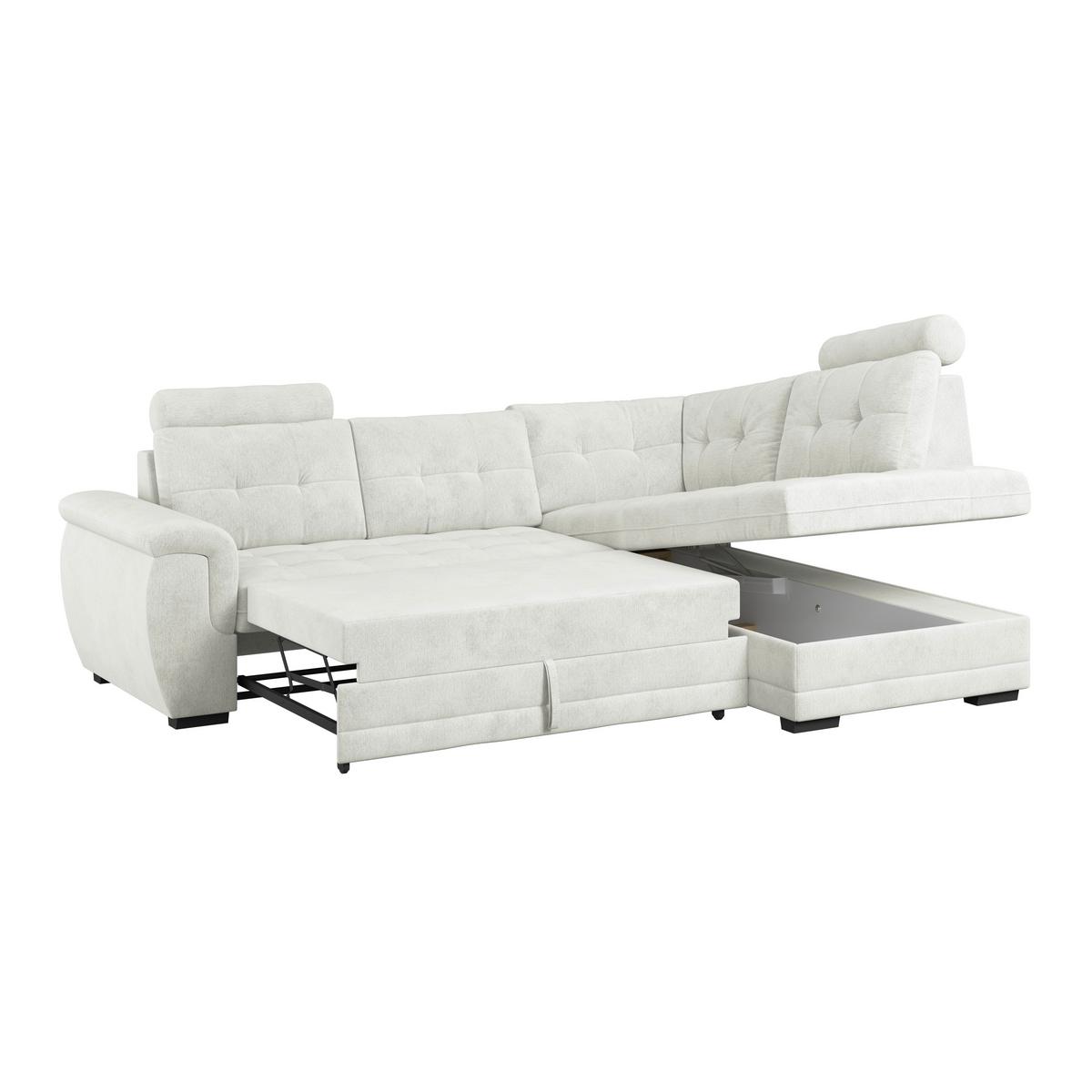Ecksofa mit Schlaffunktion Falco new Creme 251x183 cm - Creme/Schwarz, KONVENTIONELL, Textil (251/183cm) - Ondega