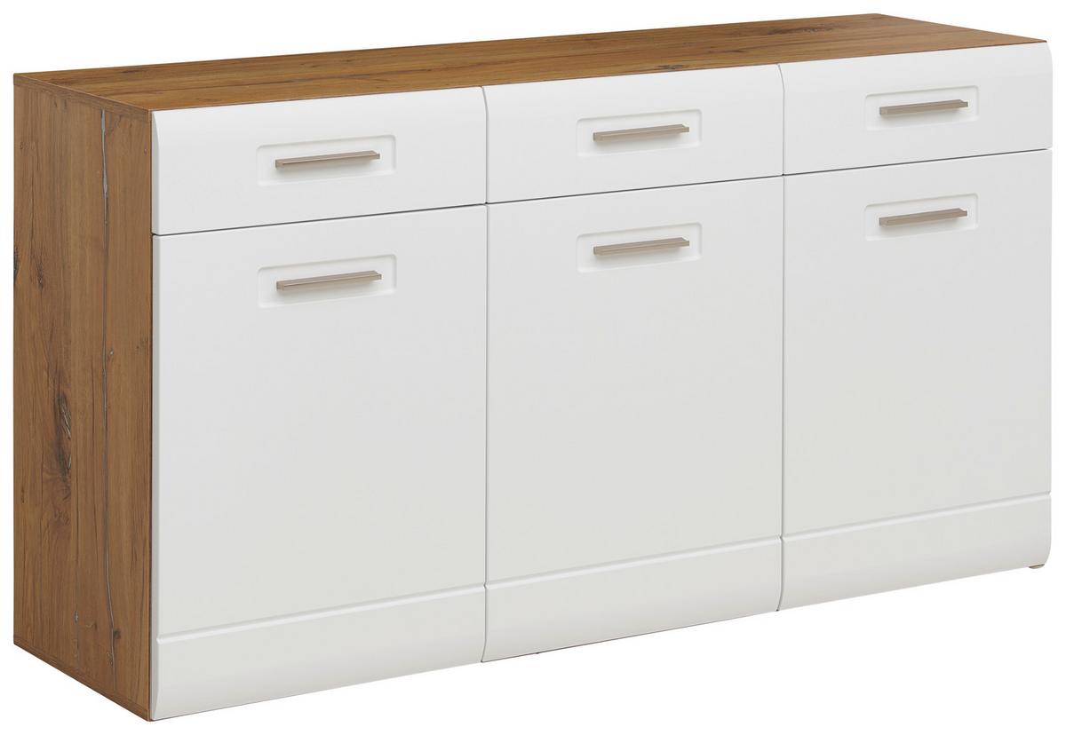 Sideboard Mit Soft-close B: 150 Cm Auris, Weiß/eiche Dekor - MODERN, Holzwerkstoff (150/81,3/43,1cm) - Luca Bessoni