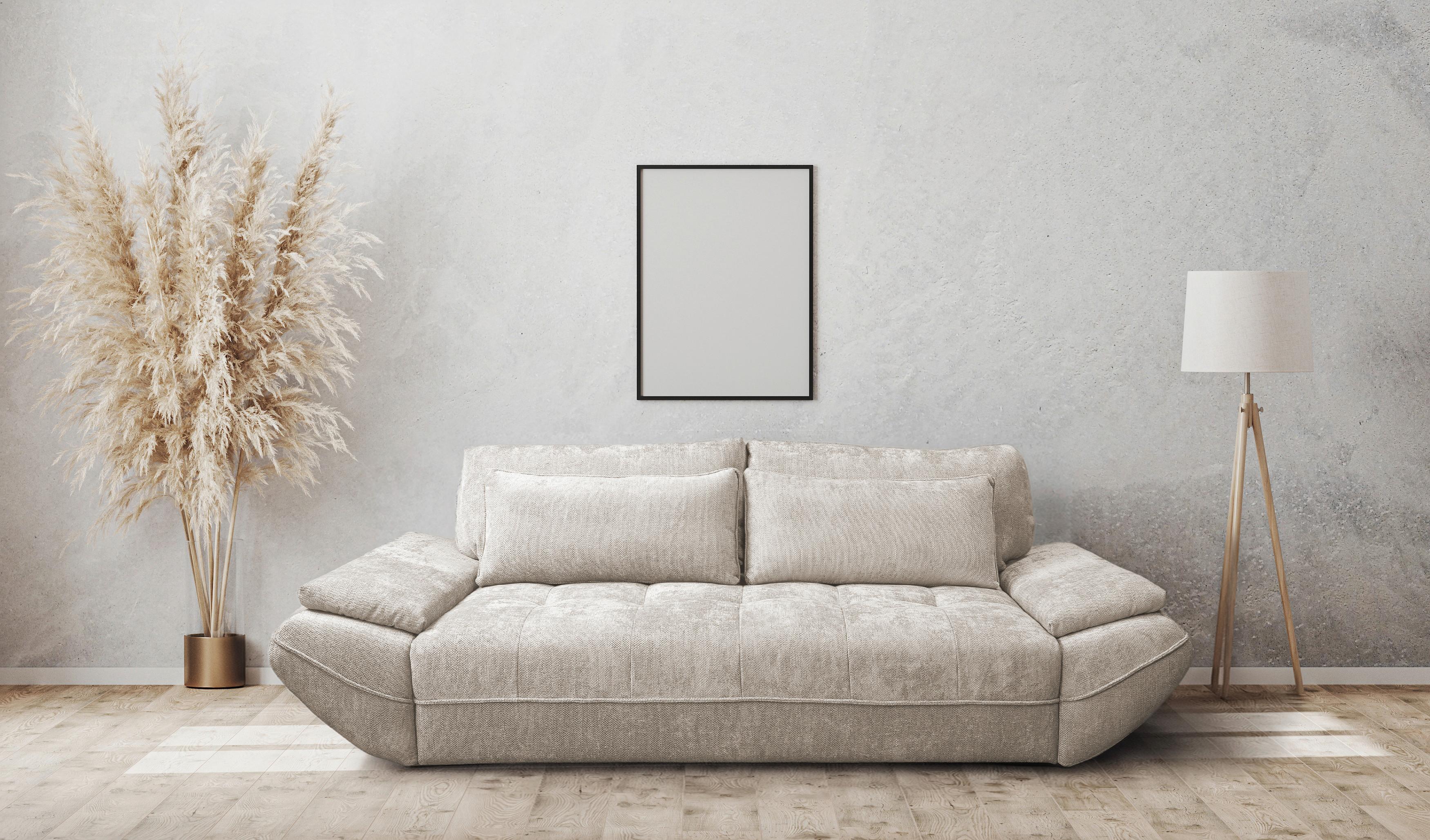 Schlafsofa Elma Sandfarben B: 280cm - Sandfarben/Schwarz, KONVENTIONELL, Holz/Holzwerkstoff (280/73-93/107cm) - MID.YOU