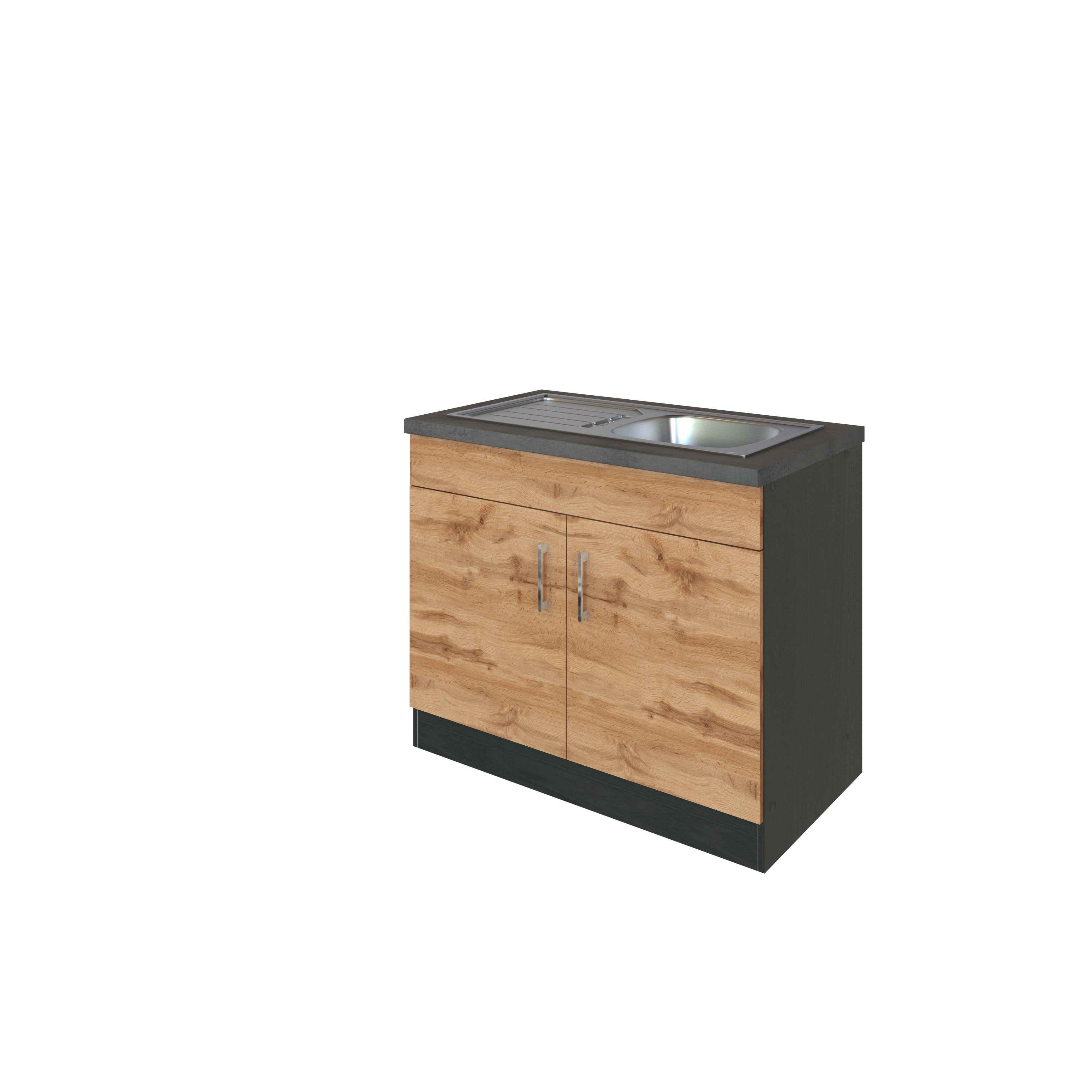 Spülenschrank Mit Spüle B: 100cm Eiche Dekor/Anthrazit
