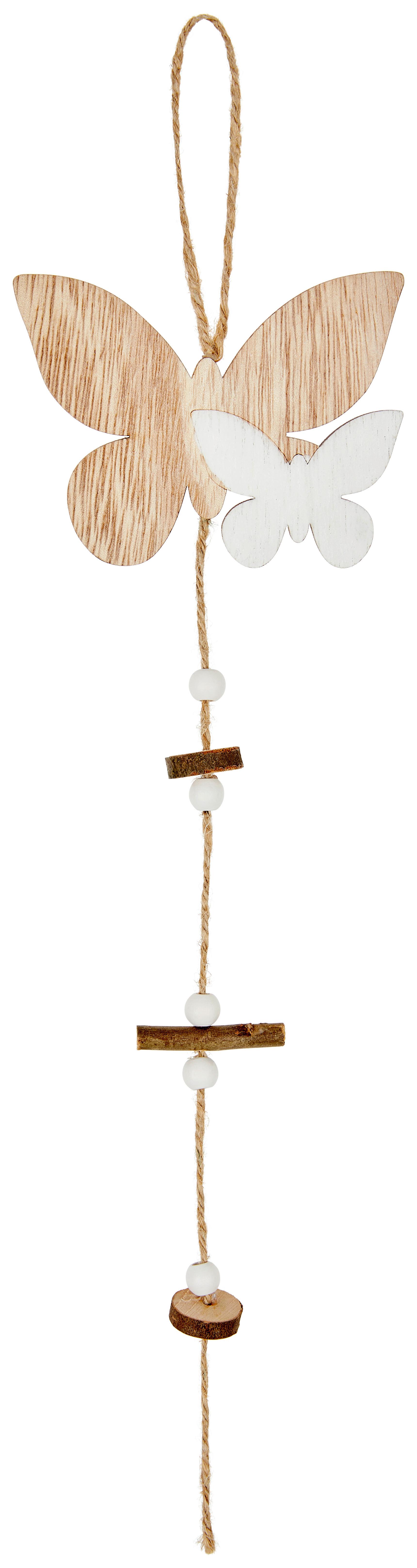 Girlande Finola - Naturfarben/Weiß, MODERN, Holz/Textil (10/0,4/40cm) - Ondega