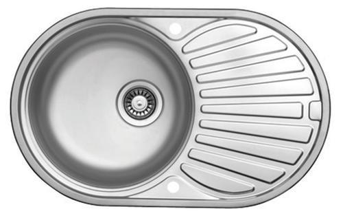 Spüle Rund Edelstahl Bxt: 76,5x48 Cm Mit Abtropffläche - Edelstahlfarben, Design, Metall (76,5/48cm) - HKT