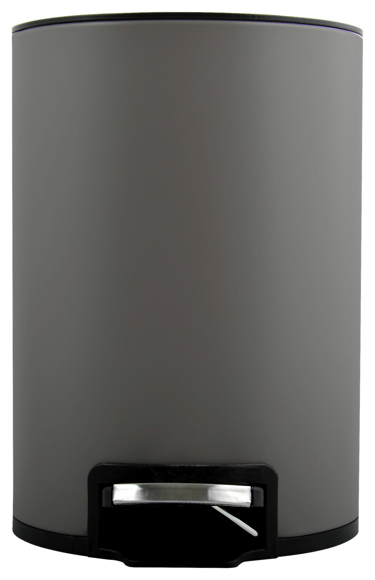 Treteimer Riku 5 L Grau matt Metall 20x25x30 cm - Schwarz/Grau, KONVENTIONELL, Kunststoff/Metall (20/25/30cm) - Spirella