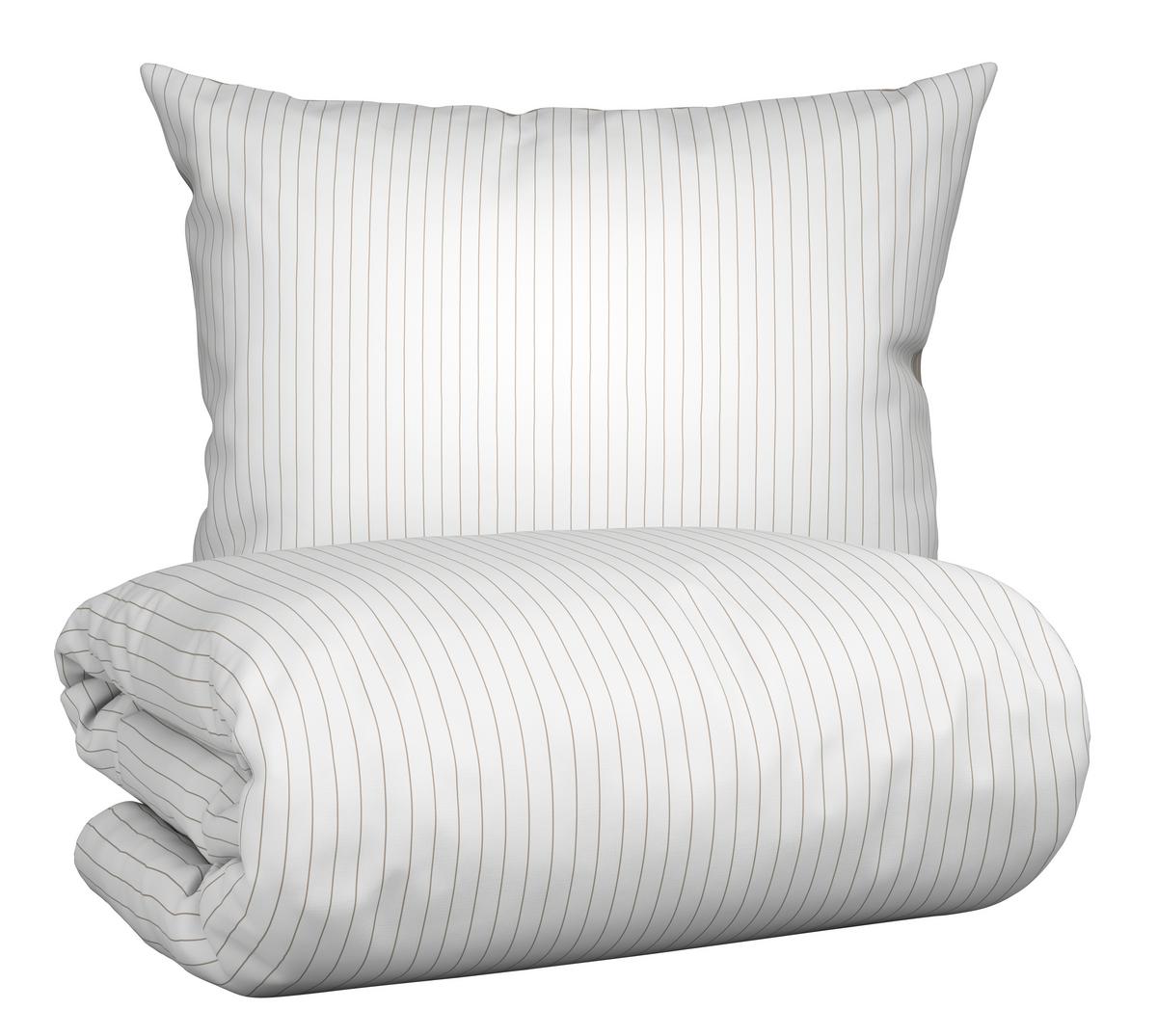 Posteľná bielizeň Twill streif, 70/90 140/200cm - biela/béžová, Modern, textil (140/200cm) - Mömax