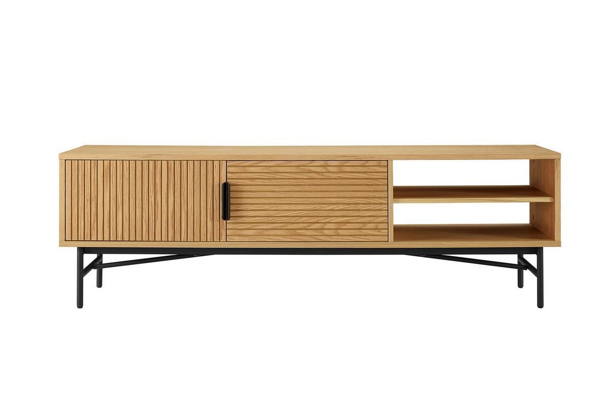 Lowboard Schwarz, Eiche Dekor B: 160cm - Eichefarben/Schwarz, Design, Holz/Holzwerkstoff (160/50/40cm) - Livetastic