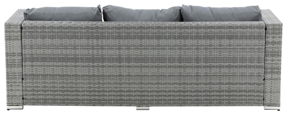 Loungegarnitur 2-Tlg Rotterdam Metall/Kunststoff/Glas +kissen - Grau, KONVENTIONELL, Glas/Kunststoff - Gardenson