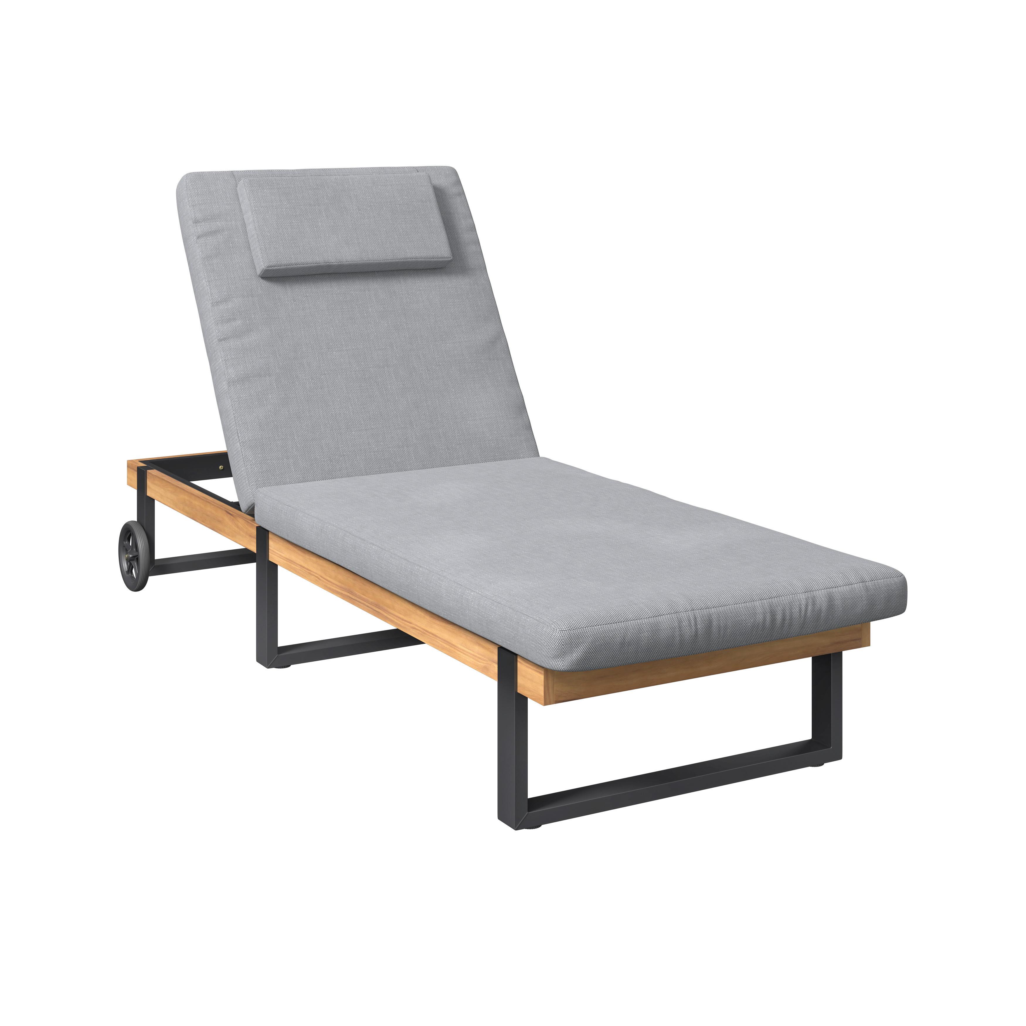 Sonnenliege Malibu - Grau, MODERN, Holz/Textil (200/65/28,5cm) - Beldano