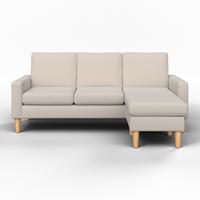 Rohová sedačka NOEMIE, přírodní barvy - přírodní barvy/béžová, Moderní, dřevo/textil (198/86/78-135cm) - Bessagi Home