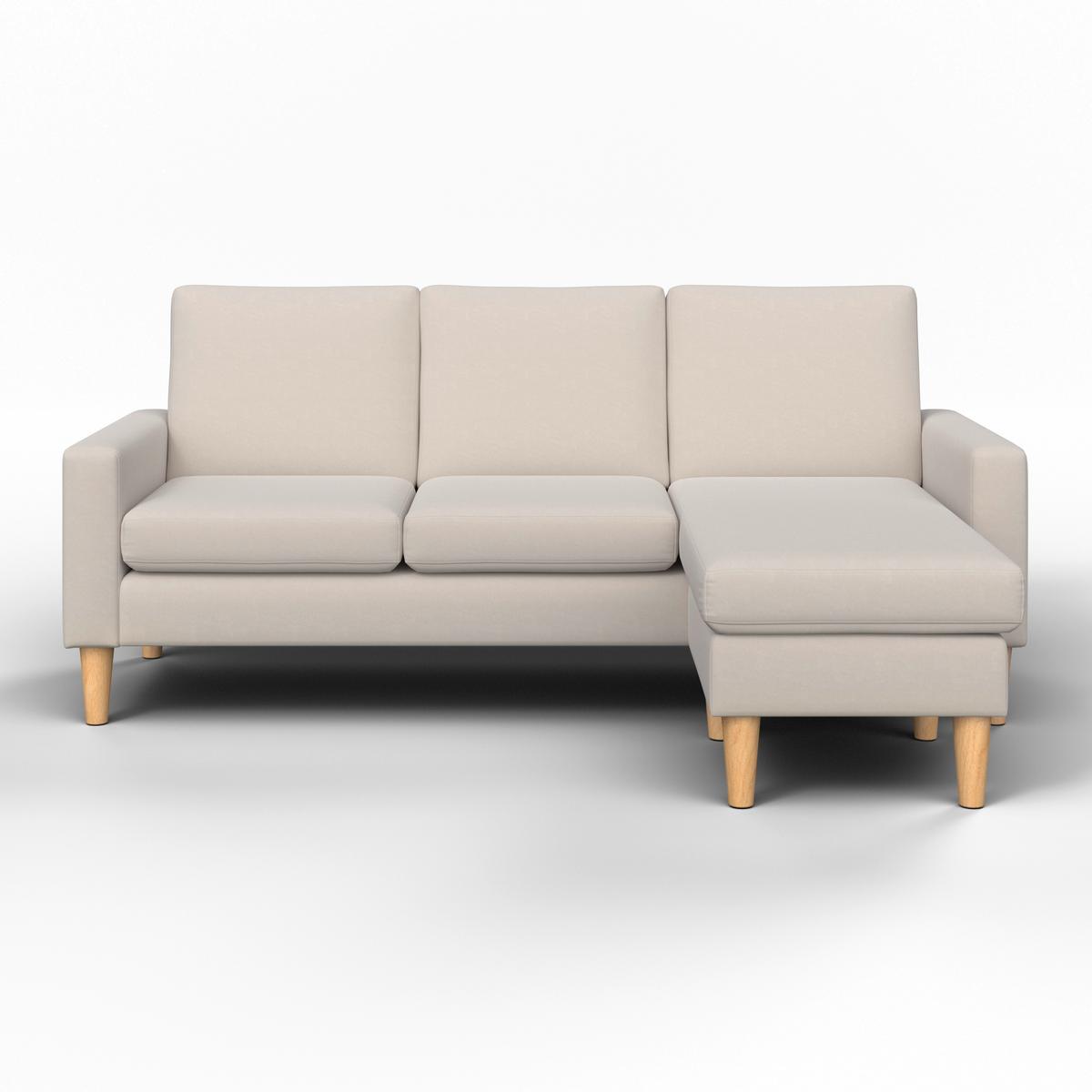 Rohová sedačka NOEMIE, přírodní barvy - přírodní barvy/béžová, Moderní, dřevo/textil (198/86/78-135cm) - Bessagi Home