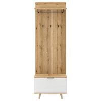 Garderobe Nordic D Weiß/Eiche Dekor B: 65 cm - Eichefarben/Weiß, Design, Holzwerkstoff (65/204/40cm) - MID.YOU