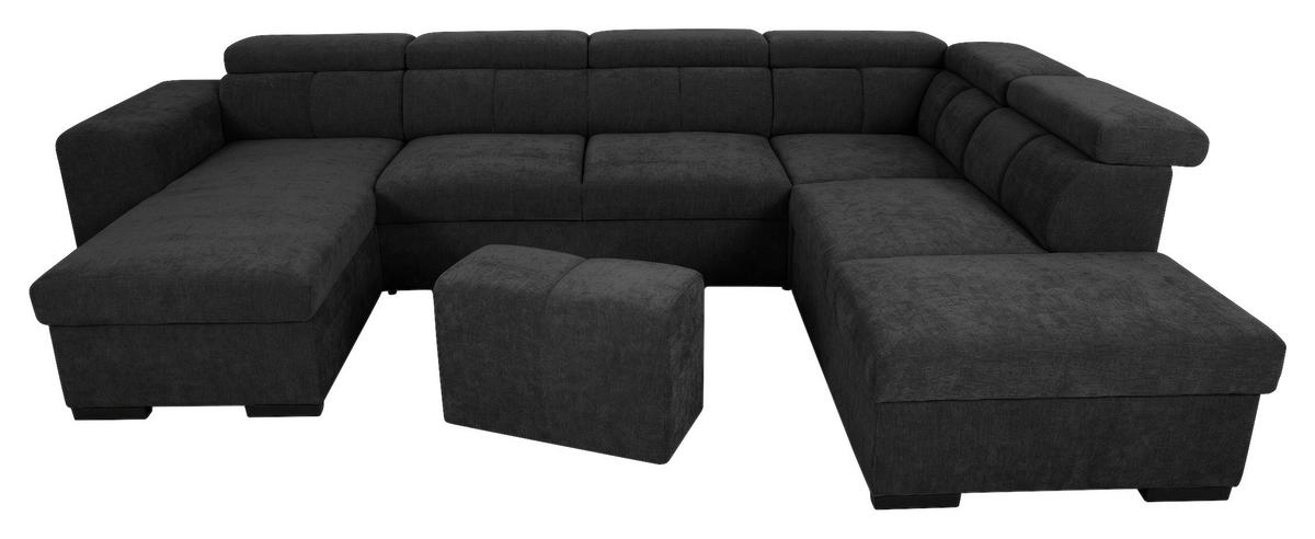 Wohnlandschaft Sirus XL schwarz, 219x334cm - Eichefarben/Schwarz, KONVENTIONELL, Holz/Holzwerkstoff (219/334cm)