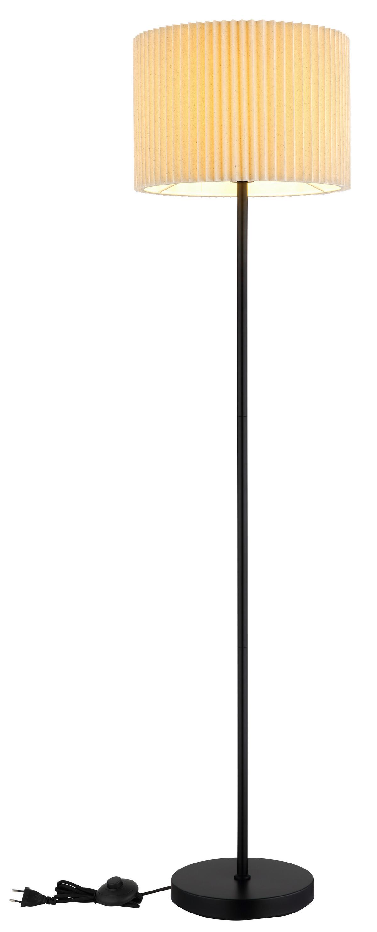 Stehleuchte Naturfarben Schwarz D: 38 cm - Schwarz/Naturfarben, KONVENTIONELL, Textil/Metall (38/152cm) - Globo