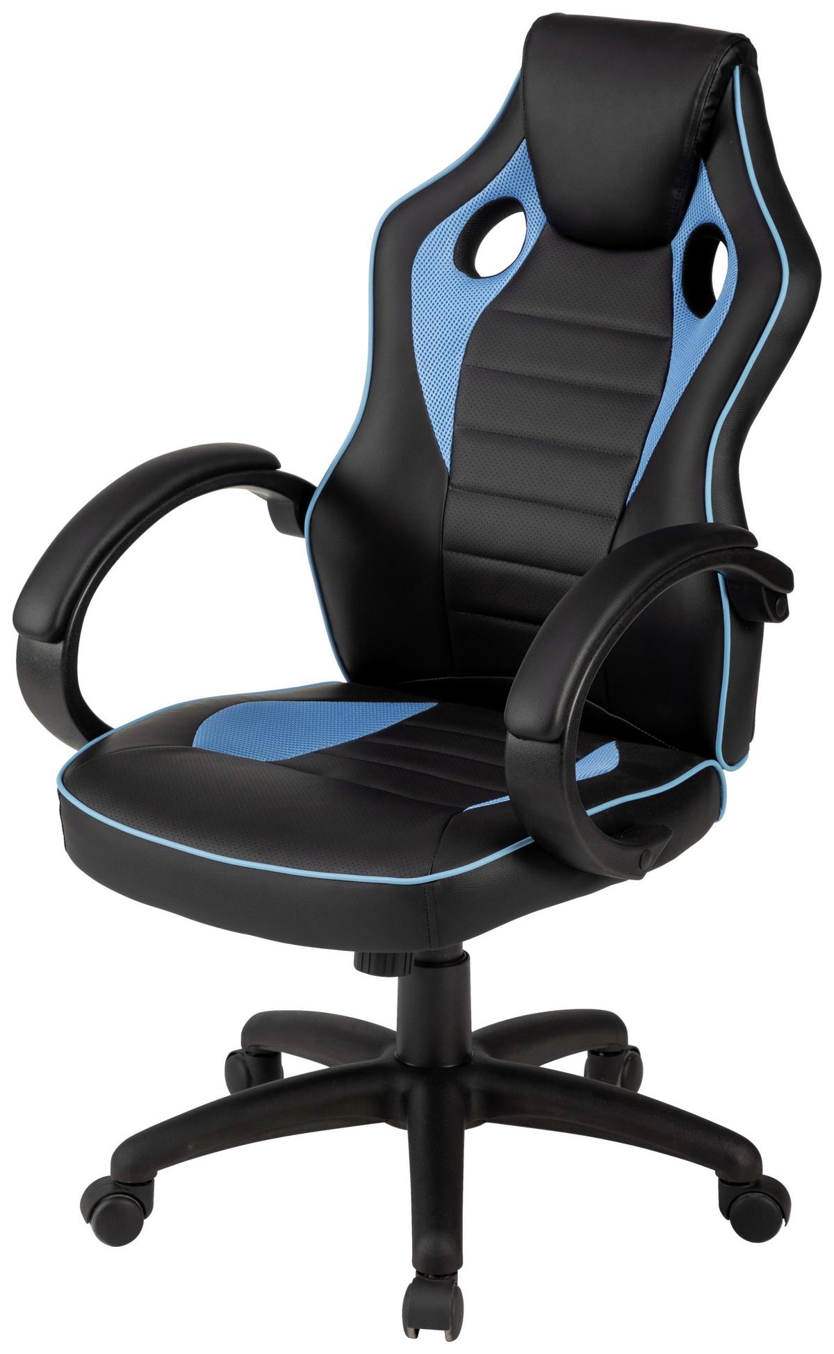 Chefsessel Speedy Blau/Schwarz B: 62 cm - Blau/Schwarz, Trend, Kunststoff/Textil (62/120/69cm)