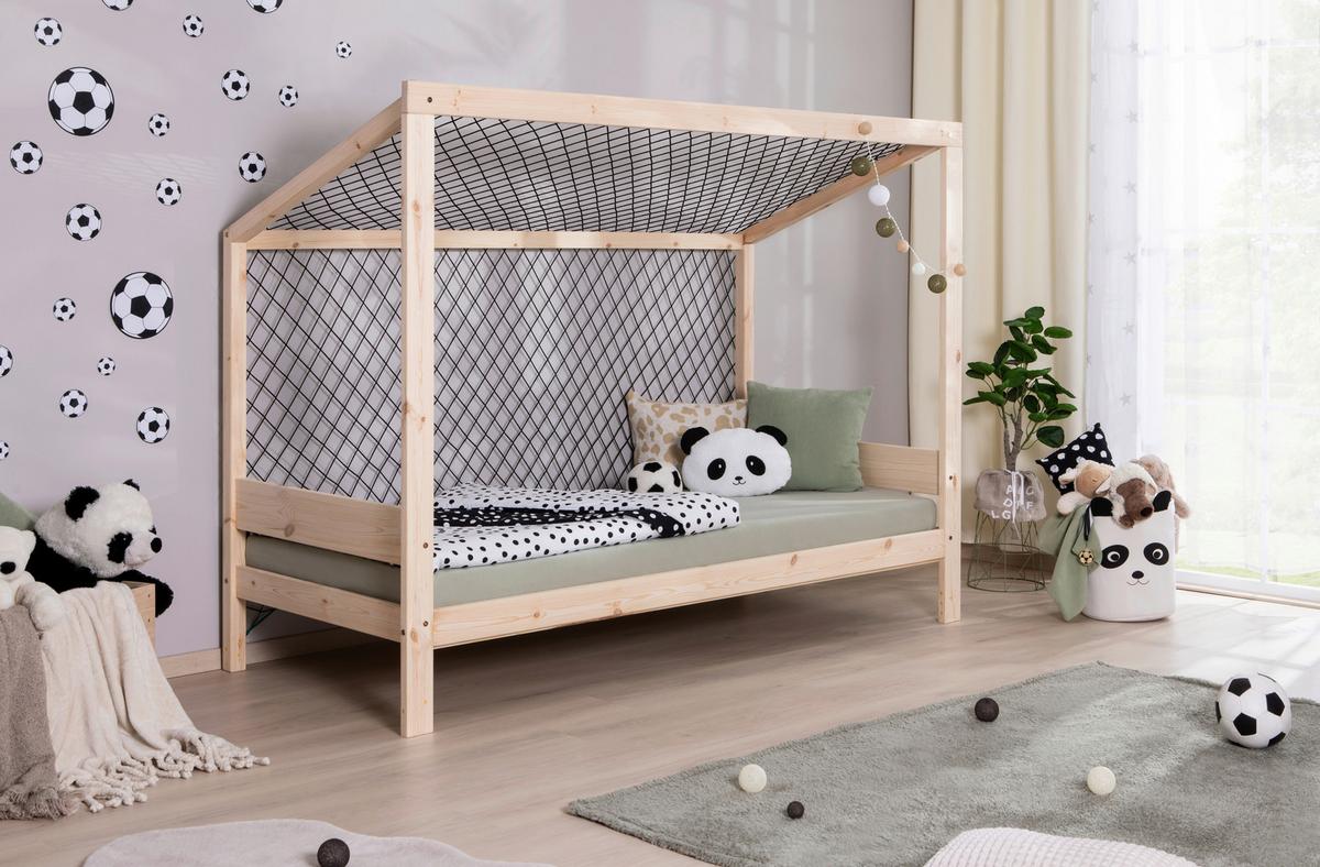Bodenbett Mit Matratze 90x200 Cm Naturfarben - Naturfarben, MODERN, Holz/Textil (90/200cm) - MID.YOU