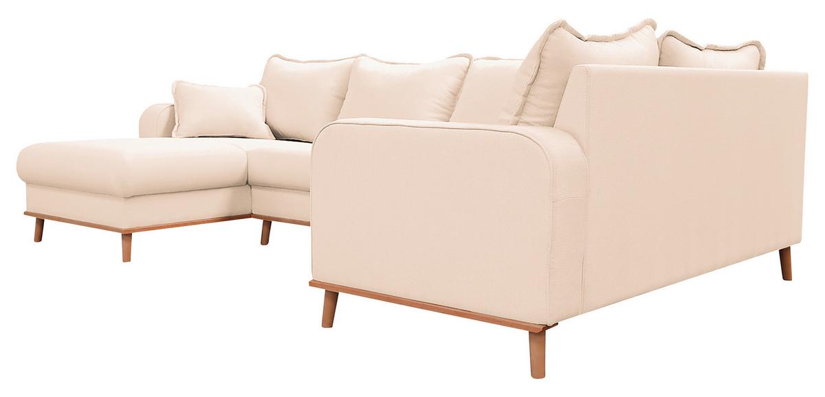 Wohnlandschaft Beata Ecru U: 170x296x167 cm - Wengefarben/Ecru, Design, Textil (170/296/167cm) - Livetastic